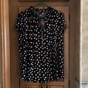 New Cocomo Black/Tan Pleated Top